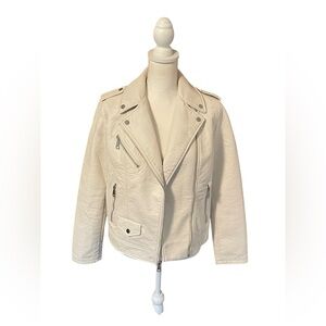 Express Moto Jacket Off White Faux Leather Size Medium